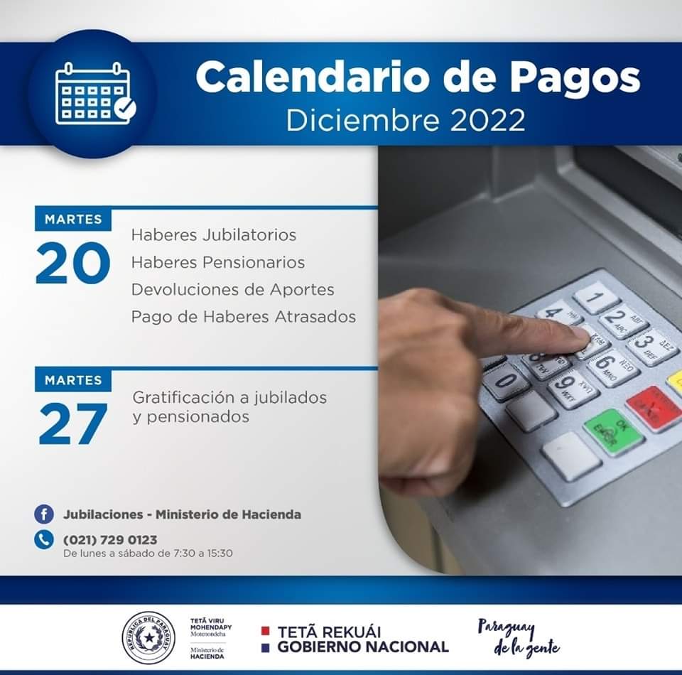 Calendario de Pagos - Diciembre 2022